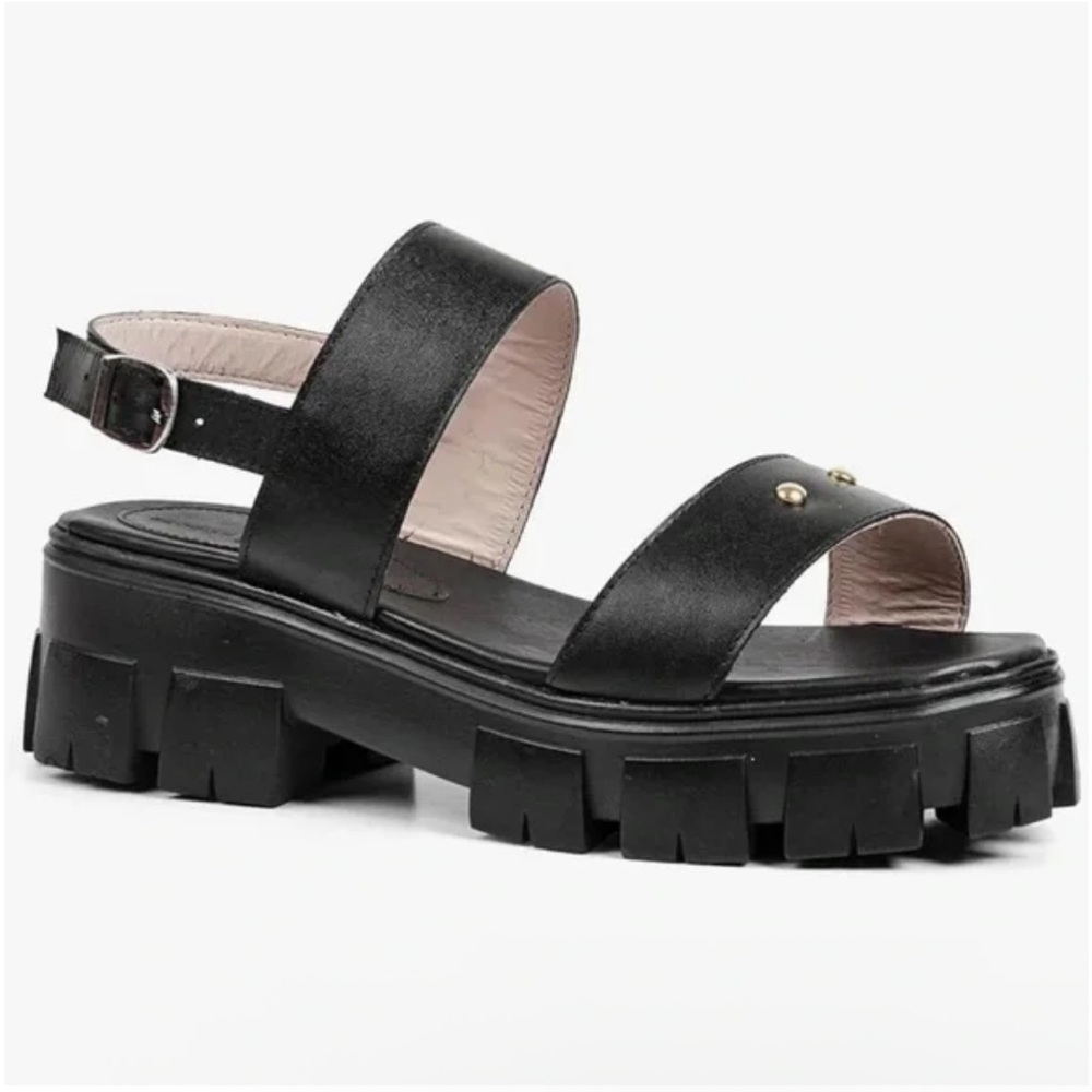 🌸SANDRO MASCOLINI🌸 Strappy Platform Lug Sole Sandals Black Size: 8.5M - Picture 1 of 16